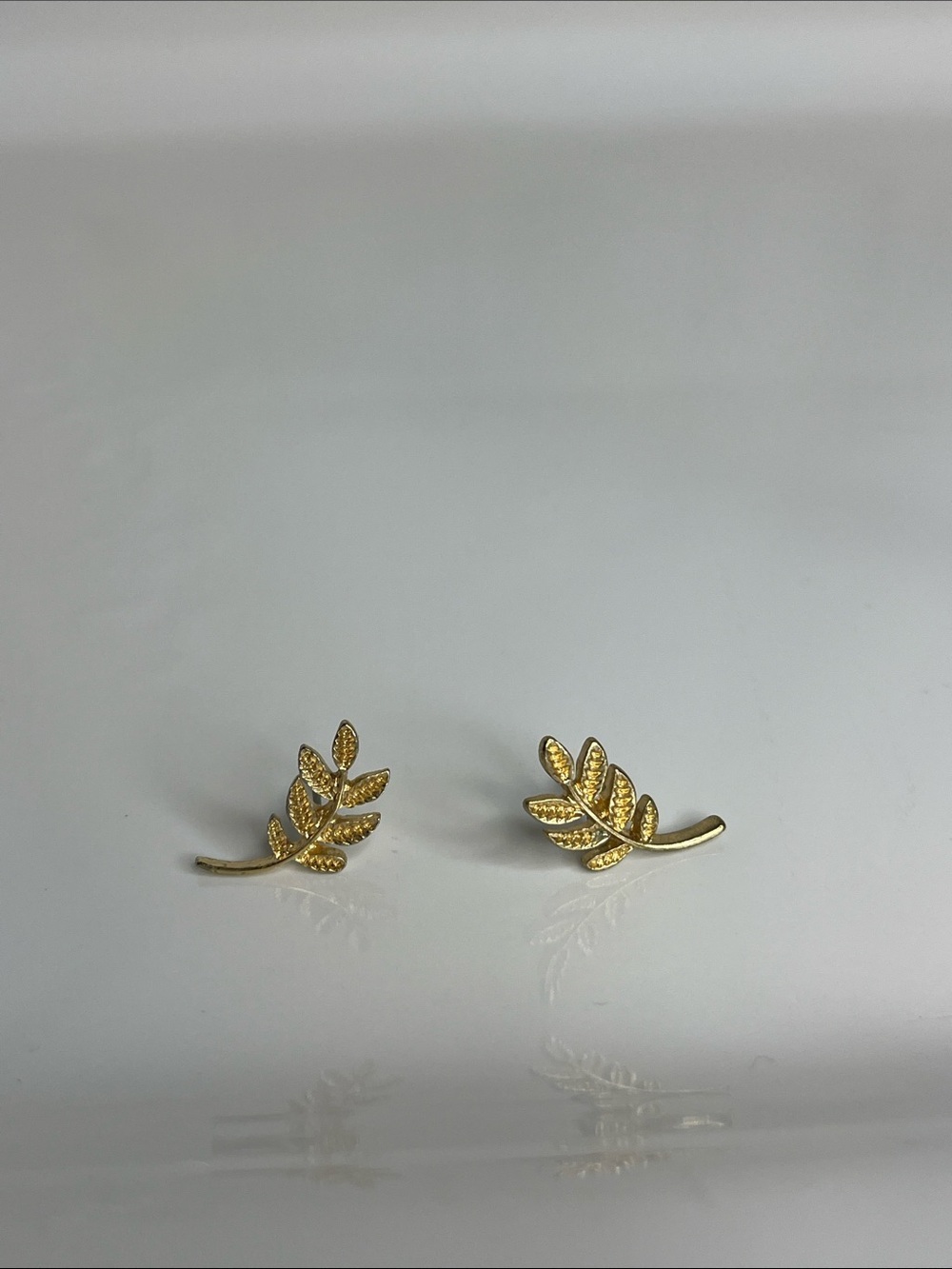 Gold Leaf Stud Earrings - Women's Jewelry